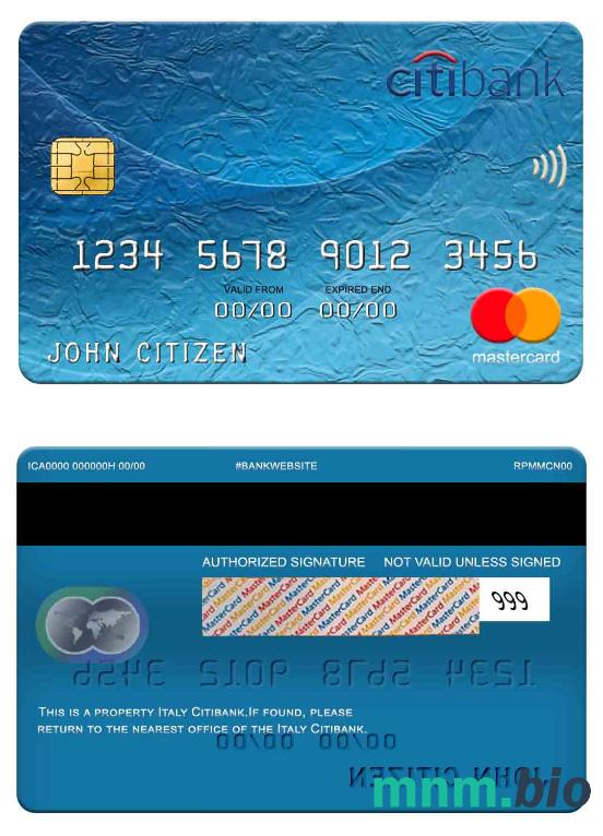 Italy Citibank przykład karty mastercard w formacie PSD